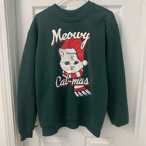 Together Festive Green Cat Sweatshirt
